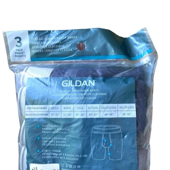 Mens Boxer Brief Cotton Underwear Grey/Black 3 Pack Tag-Free Waistband Gildan - Picture 5 of 10